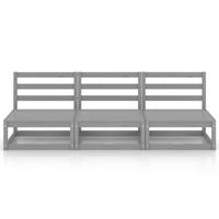 VIDAXL 3-Sitzer-Gartensofa Grau Kiefer Massivholz