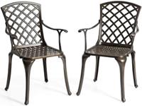 costway Set van 2 Multifunctionele Terrasstoelen Metalen Buiten Eetkamerstoelen Stevige Buitenfauteuil 66 x 57 x 94 cm