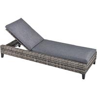 Outsunny poly rotan ligstoel met kussens ligstoel 5-traps verstelbare rotan ligstoel tuinmeubelen ligbank staal grijs 72 x 198 x 30 cm