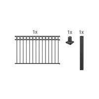 GAH ALBERTS GAH Zaun-Anbauset Circle, Pfostenträger zum Aufschrauben, schwarz+anthrazit, 100+120cm Hoch, 2m Lang