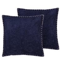 Beliani Melur ierkussen Set Van 2-blauw-viscose