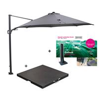 Garden Impressions Hawaii Zweefparasol Ø350 Cm Donker Grijs/licht Grijs Met 90 Kg Parasolvoet En Parasolhoes