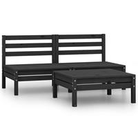 VidaXL 3-tlg. Garten-lounge-set Massivholz Kiefer Schwarz