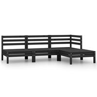 vidaXL 4-tlg. Garten-Lounge-Set Massivholz Kiefer Schwarz 