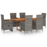 vidaxl 7-delige Tuinset poly rattan grijs