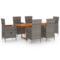 vidaxl 7-delige Tuinset poly rattan grijs