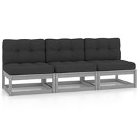 VIDAXL 3-Sitzer-Sofa mit Kissen Kiefer Massivholz