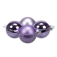 Bellatio 4x Stuks Glazen Kerstballen Amethyst Paars 10 Cm Mat/glans - Kerstbal