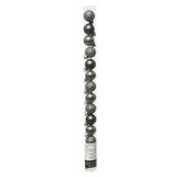 Decoris 14x Stuks Kleine Kunststof Kerstballen Antraciet (Warm Grey) 3 Cm - Kerstbal