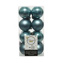 Decoris 16x Stuks Kunststof Kerstballen Ijsblauw (Blue Dawn) 4 Cm Glans/mat - Kerstbal