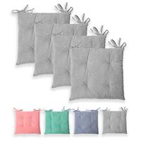 Stuhlkissen Sitzkisten Denim-Optik Hilda 40x40 cm, Hellgrau 4er Set