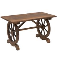 Outsunny tuintafel, weerbestendig, robuust massief hout, ideaal voor balkon, eenvoudig te onderhouden, 120 x 60 x 75 cm, naturel | Aosom.nl