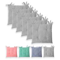 Stuhlkissen Sitzkisten Denim-Optik Hilda 40x40 cm, Hellgrau 6er Set