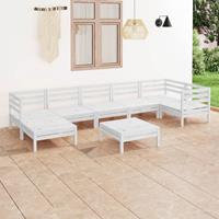 vidaXL 8-Delige Loungeset massief grenenhout wit