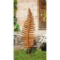 FRANK FLECHTWAREN Gartenstecker 'Farnblatt' aus Metall in Rost Optik, 78 cm hoch, Beetstecker