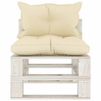 VIDAXL Garten-Paletten-Mittelsofa mit Creme-Kissen Holz