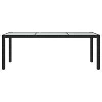 vidaXL Tuintafel 190x90x75 cm gehard glas en poly rattan black