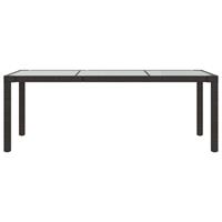 vidaXL Tuintafel 190x90x75 cm gehard glas en poly rattan bruin