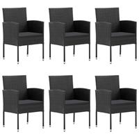 vidaXL 7-delige Tuinset poly rattan zwart