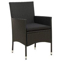 vidaXL Tuinstoelen 2 st met kussens poly rattan zwart