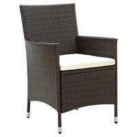 vidaXL Tuinstoelen 2 st met kussens poly rattan bruin
