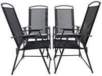 VCM 4-tlg. Set Gartenstuhl Gartenhochstuhl Stühle Stuhl Metall Textilene klappbar anthrazit