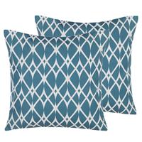 Gartenkissen im 2er Set mit ethnischem Motiv 45 x 45 cm blau Anagni - Blau