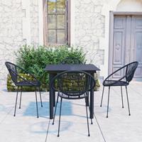 vidaXL 5-tlg. Garten-Essgruppe PVC Rattan Schwarz 