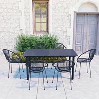 vidaXL 7-tlg. Garten-Essgruppe PVC Rattan Schwarz 