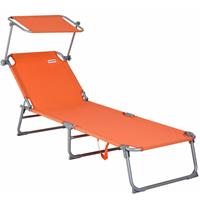 CASARIA Gartenliege Sonnendach klappbar wetterfest Strand Garten Strandliege Camping Sonnenliege Outdoor Liege Dach orange