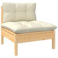 VIDAXL 3-tlg. Garten-Lounge-Set mit Creme Kissen Massivholz Kiefer