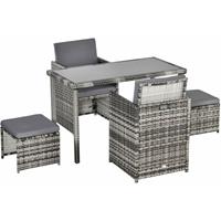 Outsunny Polyrattan Sitzgruppe 11tlg. Set 120 cm x 60 cm x 72 cm - grau
