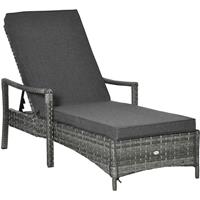 Outsunny ligbed poly rotan grijs 192 cm x 62,5 cm x 52,5 cm