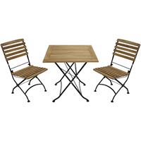 DEGAMO Klappgarnitur JAKARTA 3-teilig, Flachstahl schwarz + Teak