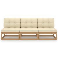 VIDAXL 3-Sitzer-Sofa mit Kissen Kiefer Massivholz