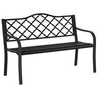 Outsunny tuinbank, stijlvol 2-zits, stevig metaal, weerbestendig, ideaal voor buiten, 128 x 58,5 x 89 cm, zwart | Aosom.nl