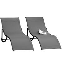 Outsunny 2er Set Sonnenliege  Aluminium 165 cm x 61 cm x 63 cm