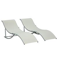 Outsunny 2er Set Sonnenliege  Aluminium 165 cm x 61 cm x 63 cm