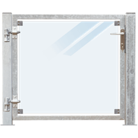 Trendyard Glazen Tuinpoort Gehard Gelaagd Mat Glas 99 x 91 CM + 16 CM Stalen Palen Met Voetplaat - Links Opgehangen