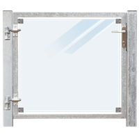 Trendyard Glazen Tuinpoort Gehard Gelaagd Mat Glas 99 x 91 CM + 16 CM Stalen Palen Voor In Beton - Links Opgehangen