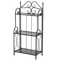 Outsunny Gartenregal mit 3 Ablagen schwarz 56 x 30 x 114 cm (LxBxH)   Standregal Metallregal Aufbewahrungsregal Pflanzregal