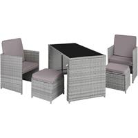 Tectake Wicker Tuinset Palermo, Stabiel Frame ichtgrijs/grijs - 404331