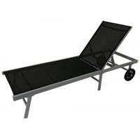 Express Aluminium ligbed textileen zwart met wielen 200 cm