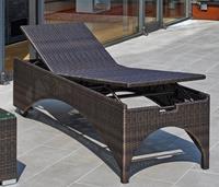 Destiny Ligstoel BOLIVAR Polyrotan, met wieltjes, 200x71x55 cm, verstelbaar, bronskleur, zonder kussen