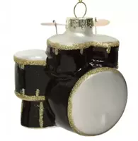 Decoris Kerstbal glas drumstel l6b8.5h8cm zwart