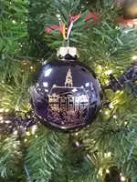 GroenRijk Kerstbal glas 8 cm Stadhuis | Zwart