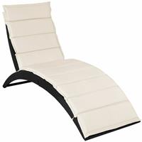 Casaria Polyrattan Ligbed Halfmoon Zwart/Cr&egrave;me 200x64x95cm