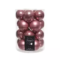 Decoris Kerstbal velours roze glas d6cm 20st