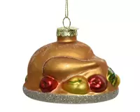 Decoris Kerstbal kip glas l10b7.5h5.8cm goud