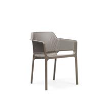 Nardi Stoel Net met armleuning; 60.5x58.5x80 cm (BxDxH); zitting taupe, frame taupe; 4 stuk / verpakking
